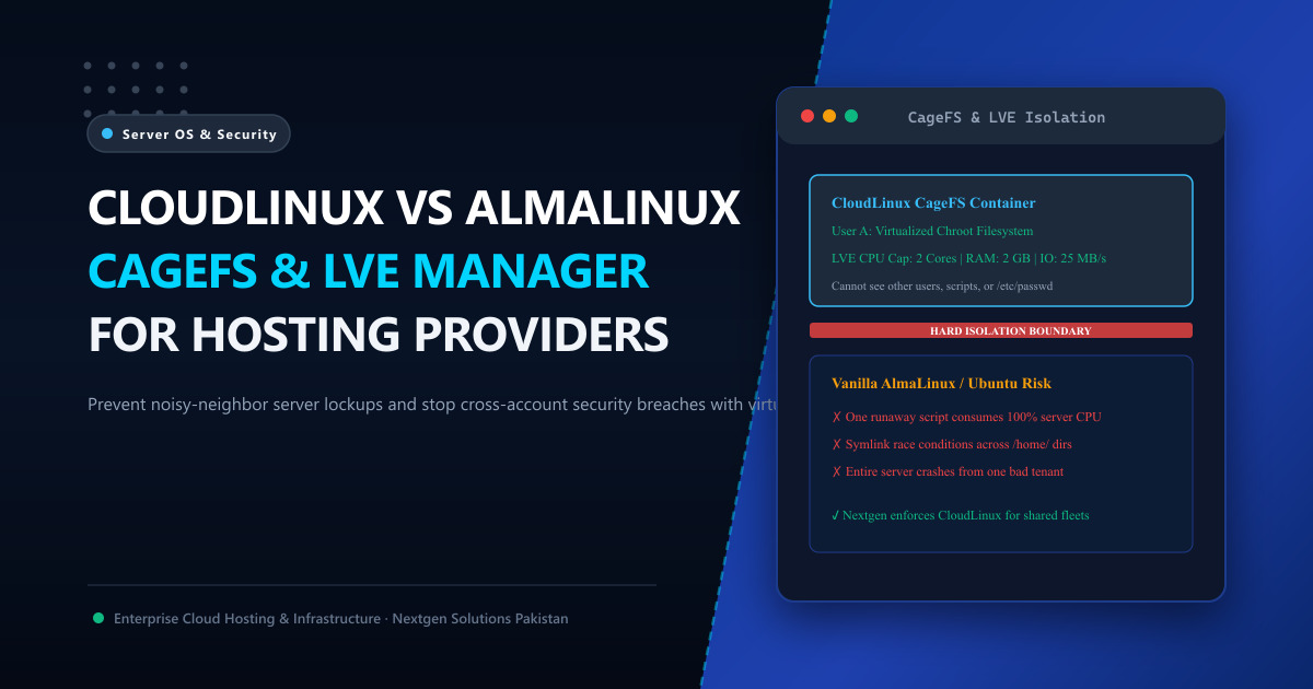 CloudLinux vs. AlmaLinux for Web Hosting: Why CageFS & LVE Manager Are Essential for Pakistani Providers