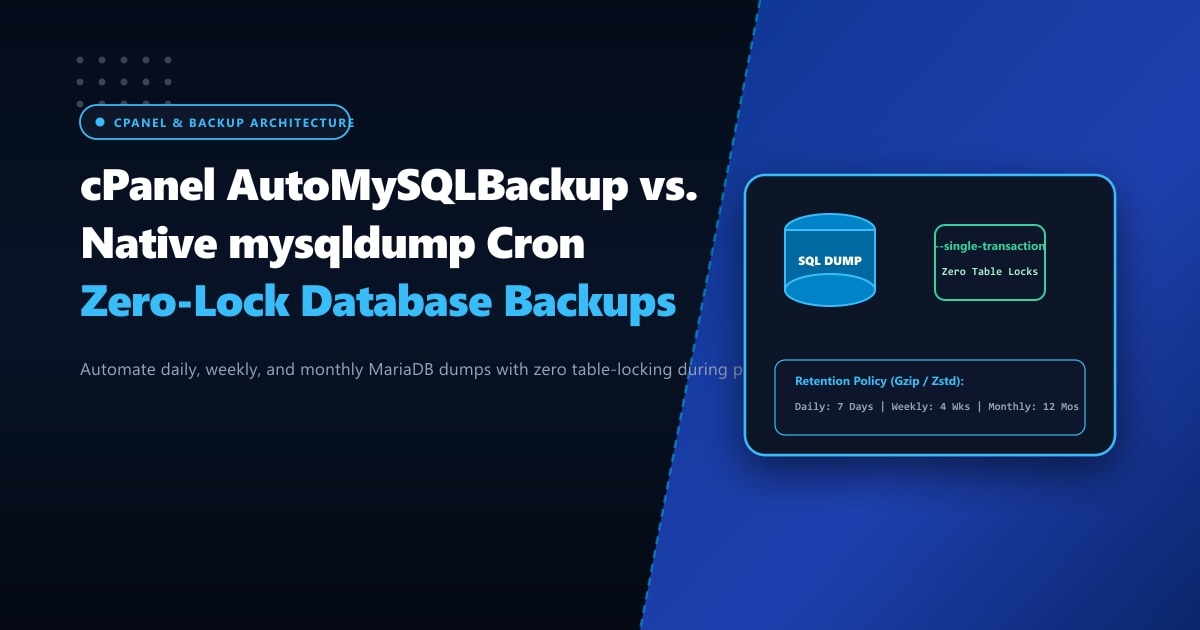 cPanel AutoMySQLBackup vs. Native mysqldump Cron: Zero-Lock Database Backups in Pakistan