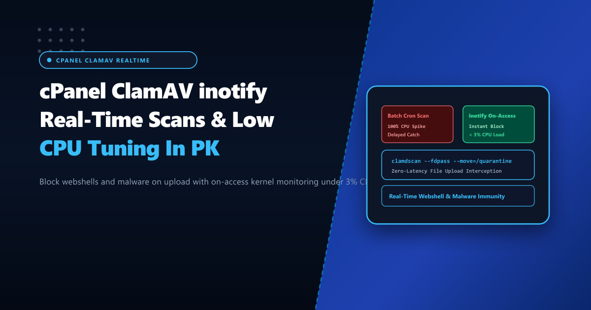 cPanel ClamAV Real-Time inotify Malware Scans & Low CPU Tuning in Pakistan