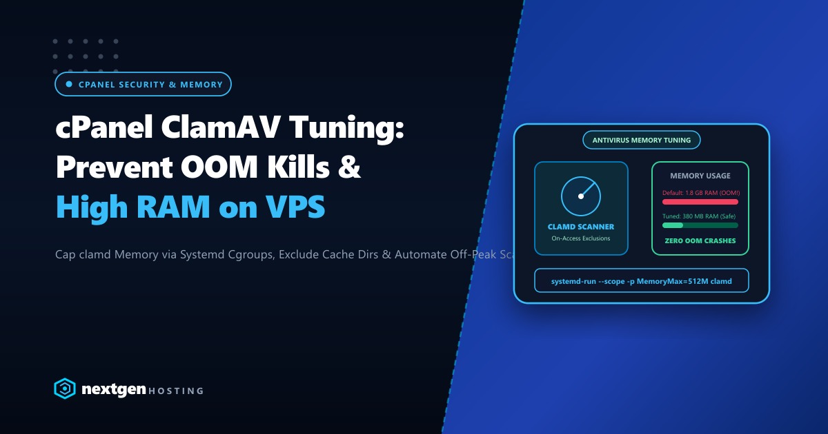 cPanel ClamAV Antivirus Tuning: Prevent High RAM & OOM Kills in Pakistan (2026)