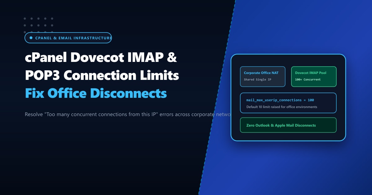 cPanel Dovecot POP3 & IMAP Connection Limits: Fix Office Disconnects in Pakistan