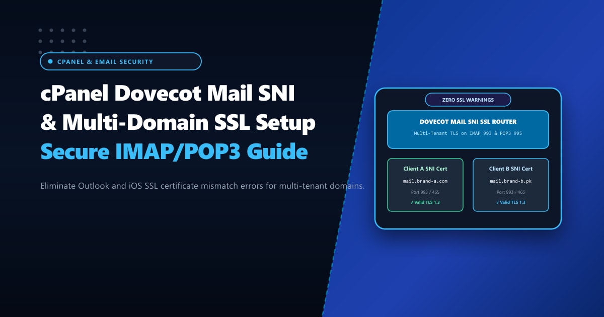 cPanel Dovecot Mail SNI & Multi-Domain SSL Setup for Secure IMAP/POP3 in Pakistan