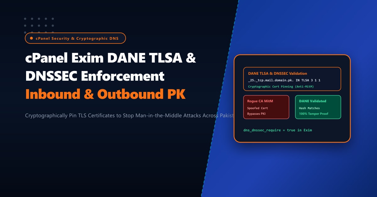 cPanel Exim DANE TLSA & DNSSEC Verification: Cryptographic Outbound SMTP Security in Pakistan