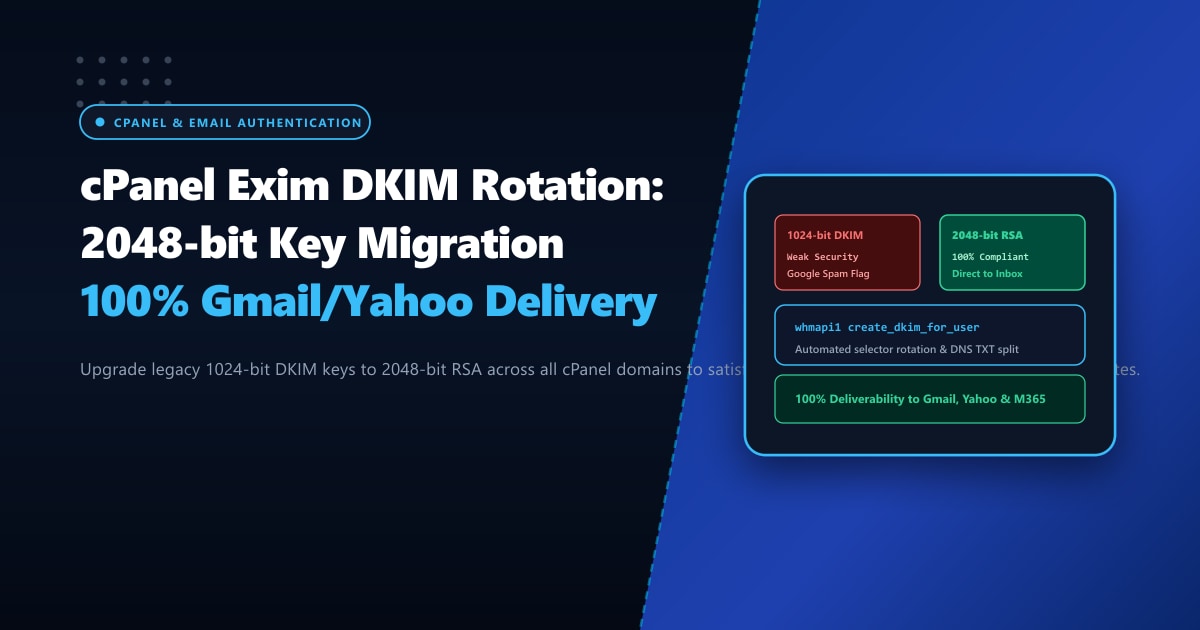 cPanel Exim DKIM 2048-bit Migration: Comply with Google & Yahoo Sender Rules in Pakistan