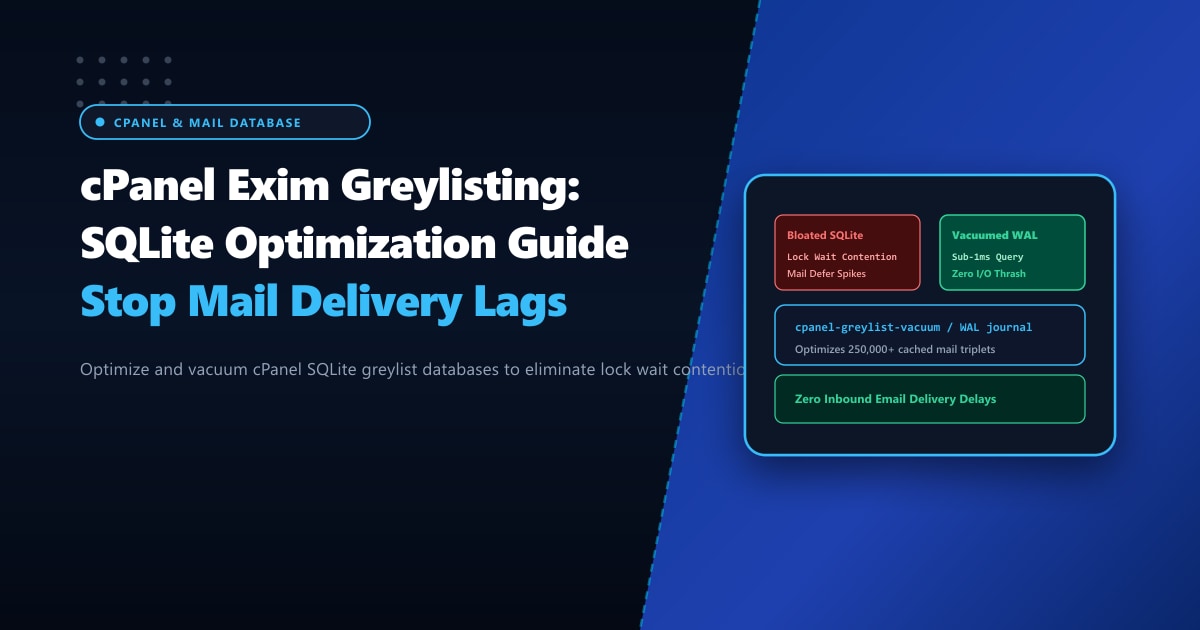 cPanel Exim Greylisting Optimization: Fix SQLite Lock Contention & Mail Delays in Pakistan