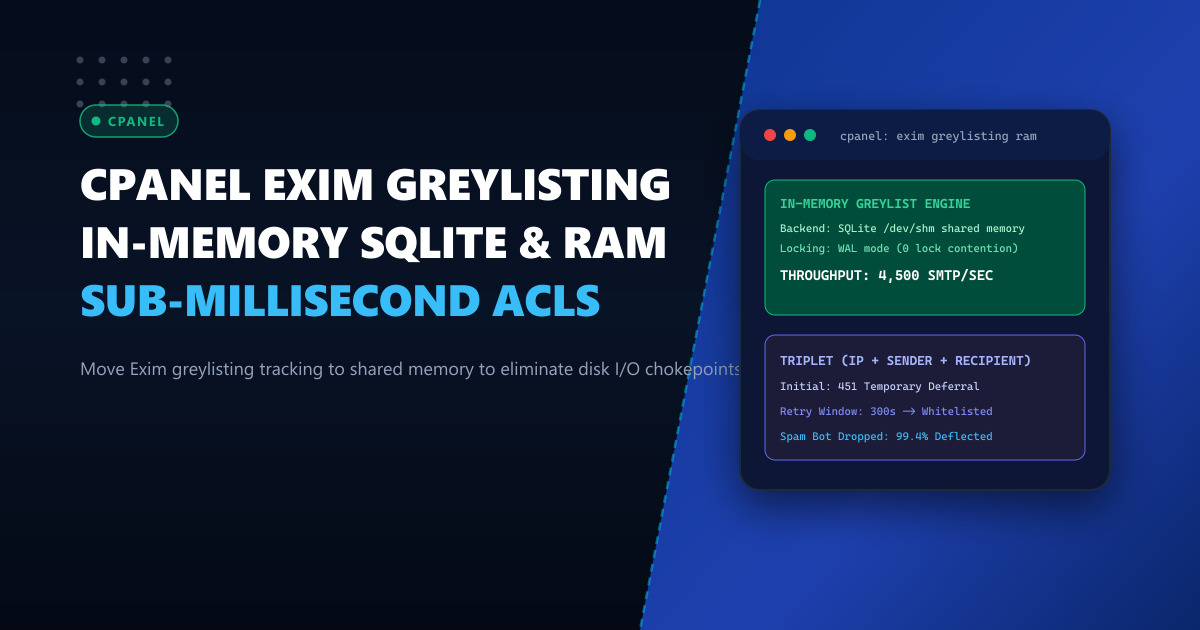 Optimizing cPanel Exim Greylisting with In-Memory SQLite on High-Volume Mail Gateways