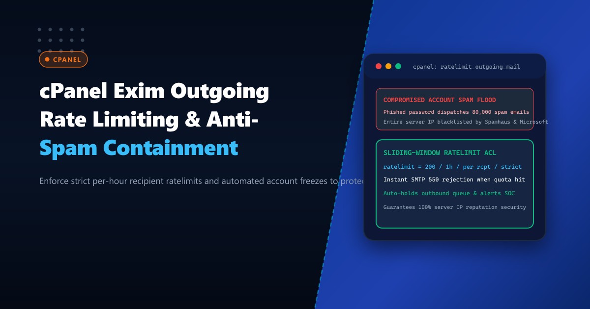cPanel Exim Outgoing Rate Limiting: Containing Compromised Account Spam Outbreaks