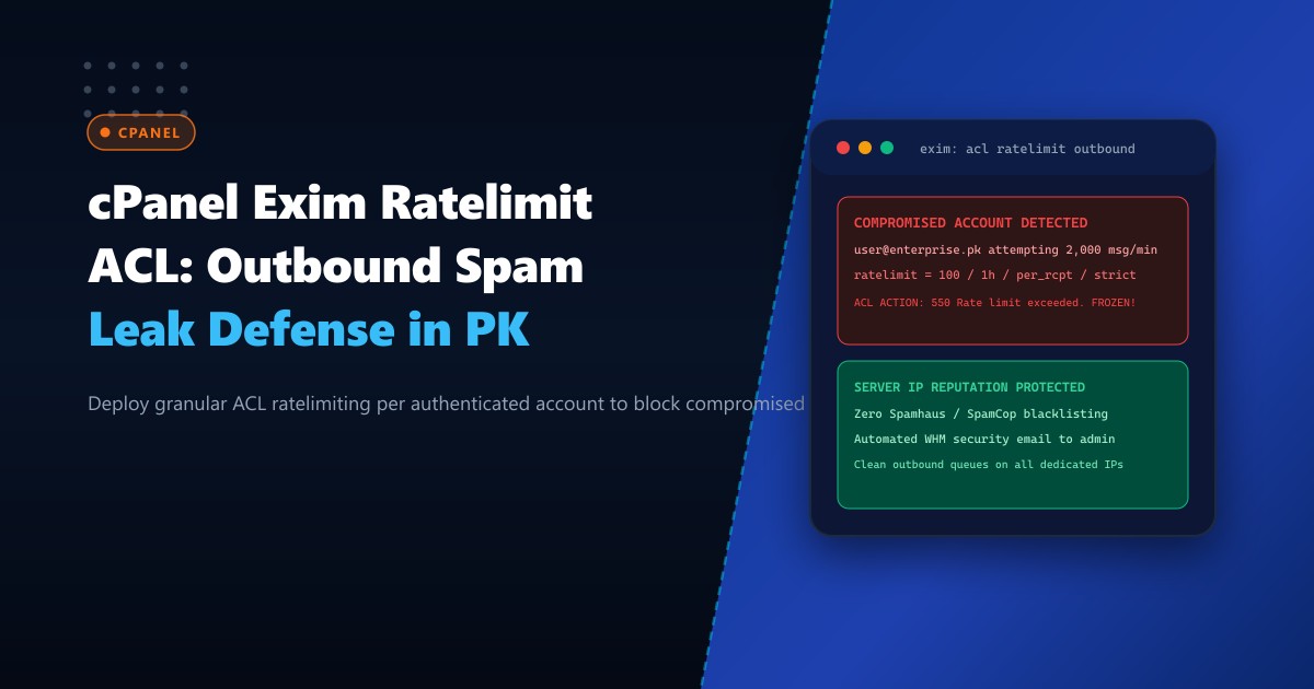 cPanel Exim Ratelimit ACL: Outbound Compromised Account Spam Leak Defense in Pakistan