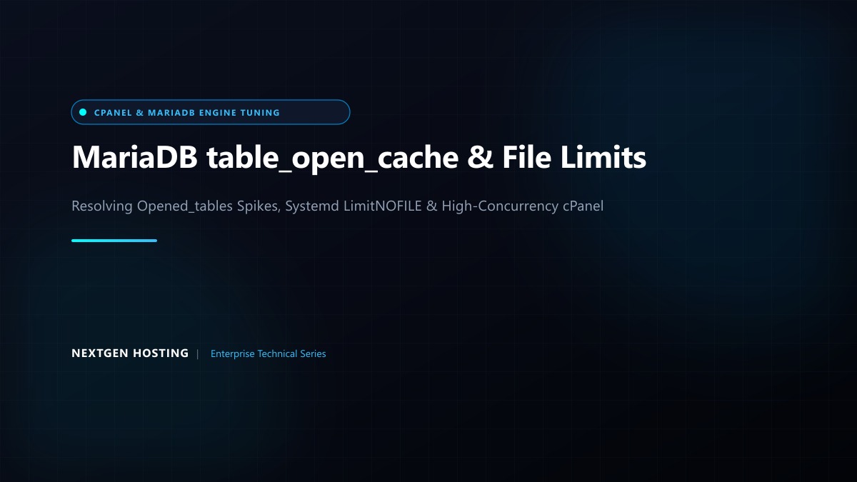 How to Optimize MariaDB table_open_cache & open_files_limit on cPanel Servers in Pakistan
