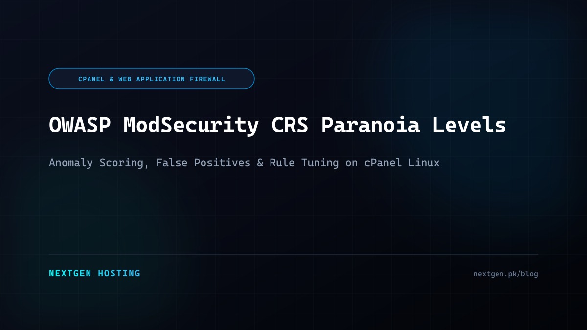 cPanel OWASP ModSecurity CRS Paranoia Levels and Anomaly Scoring: Production Hardening Guide
