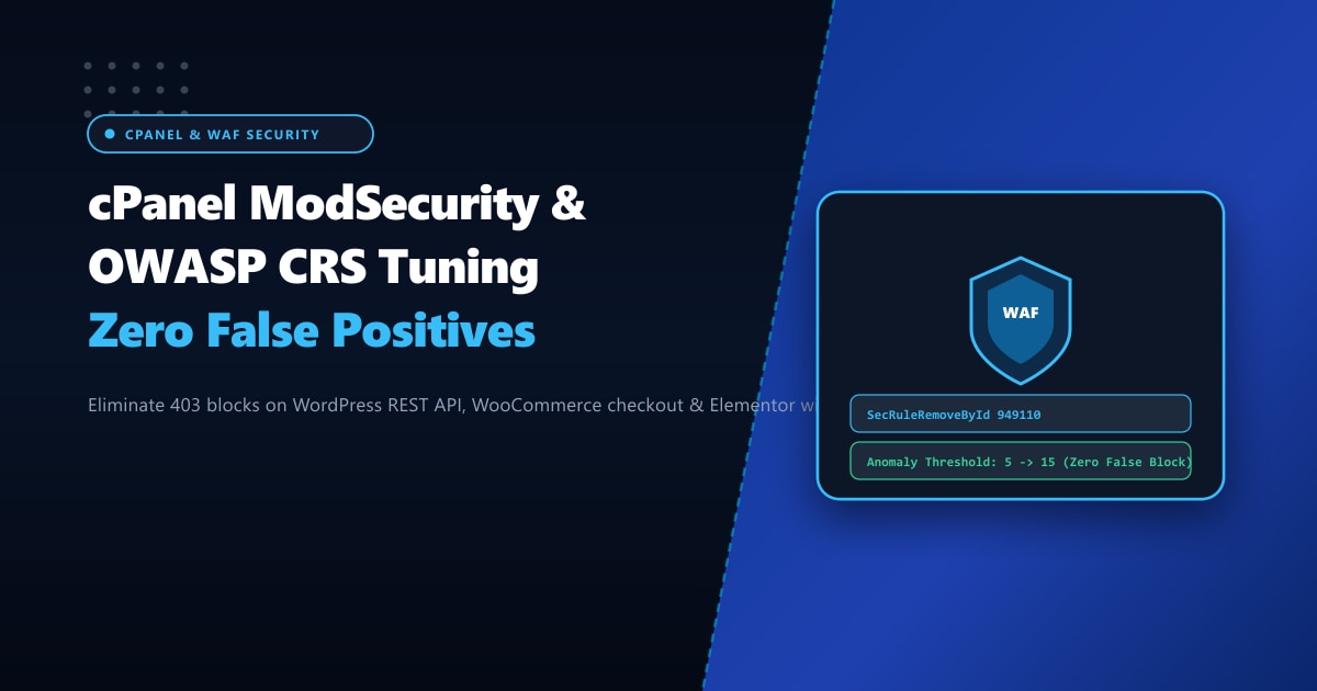 cPanel ModSecurity & OWASP CRS Tuning: Eliminate False Positives on WordPress in Pakistan