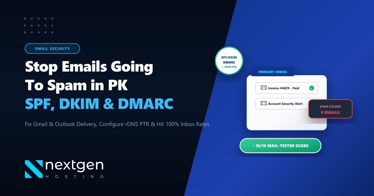 Stop Emails Going to Spam in Pakistan: Complete SPF, DKIM, DMARC & PTR Setup (2026)