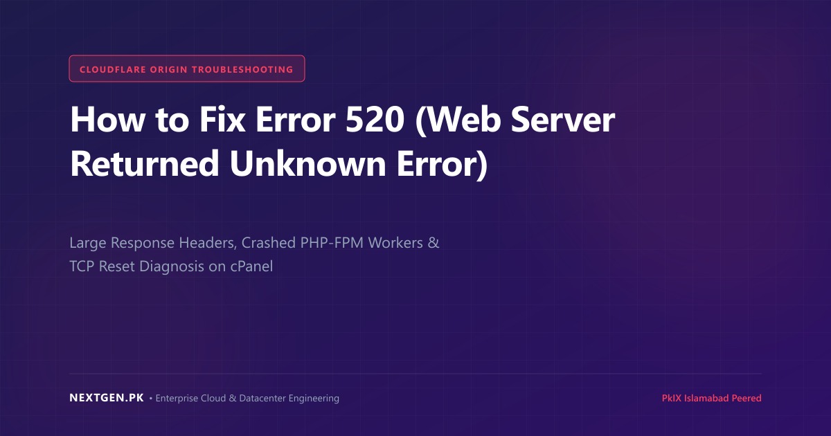 How to Fix Error 520 (Web Server Returned an Unknown Error) on Cloudflare & cPanel: Complete Troubleshooting Guide (2026)
