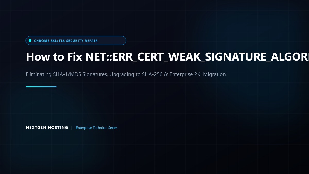 How to Fix NET::ERR_CERT_WEAK_SIGNATURE_ALGORITHM in Google Chrome & Web Servers in Pakistan