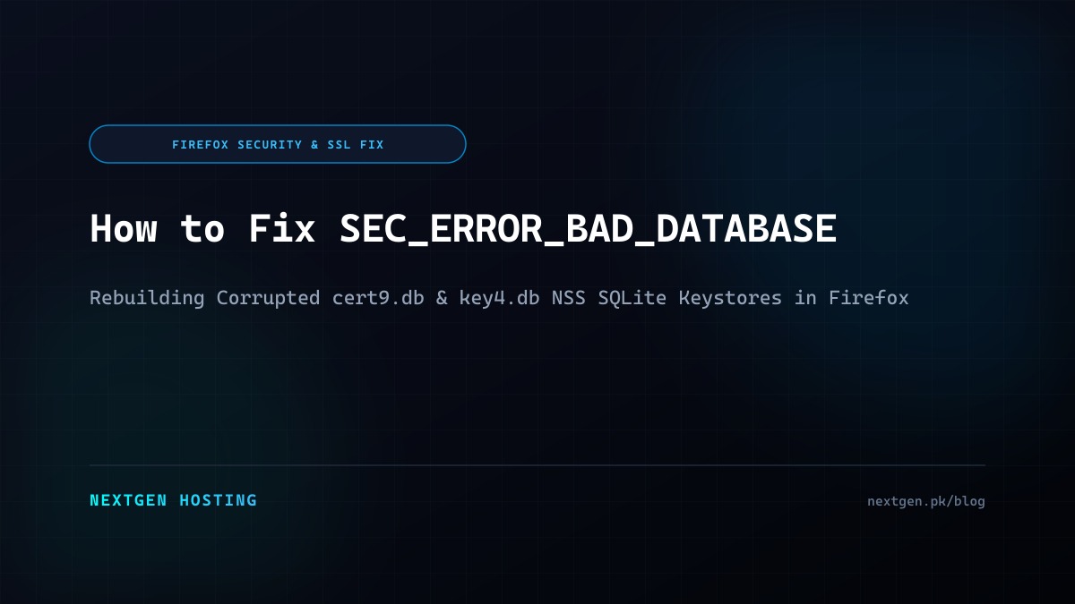 How to Fix SEC_ERROR_BAD_DATABASE in Mozilla Firefox: NSS Profile Keystore Recovery Guide