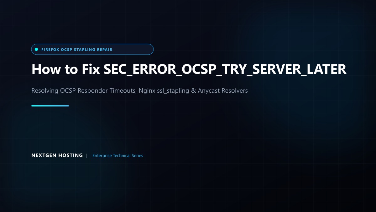 How to Fix SEC_ERROR_OCSP_TRY_SERVER_LATER in Mozilla Firefox & Nginx OCSP Stapling in Pakistan