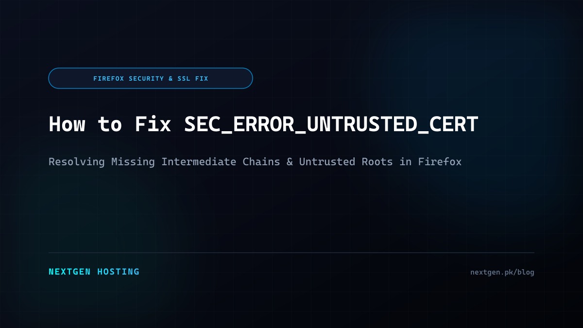 How to Fix SEC_ERROR_UNTRUSTED_CERT in Mozilla Firefox: Trust Store & Intermediate Chain Guide