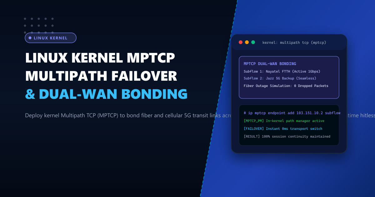 Linux Kernel Multipath TCP (MPTCP) & Dual-WAN Bonding for Seamless Failover in Pakistan