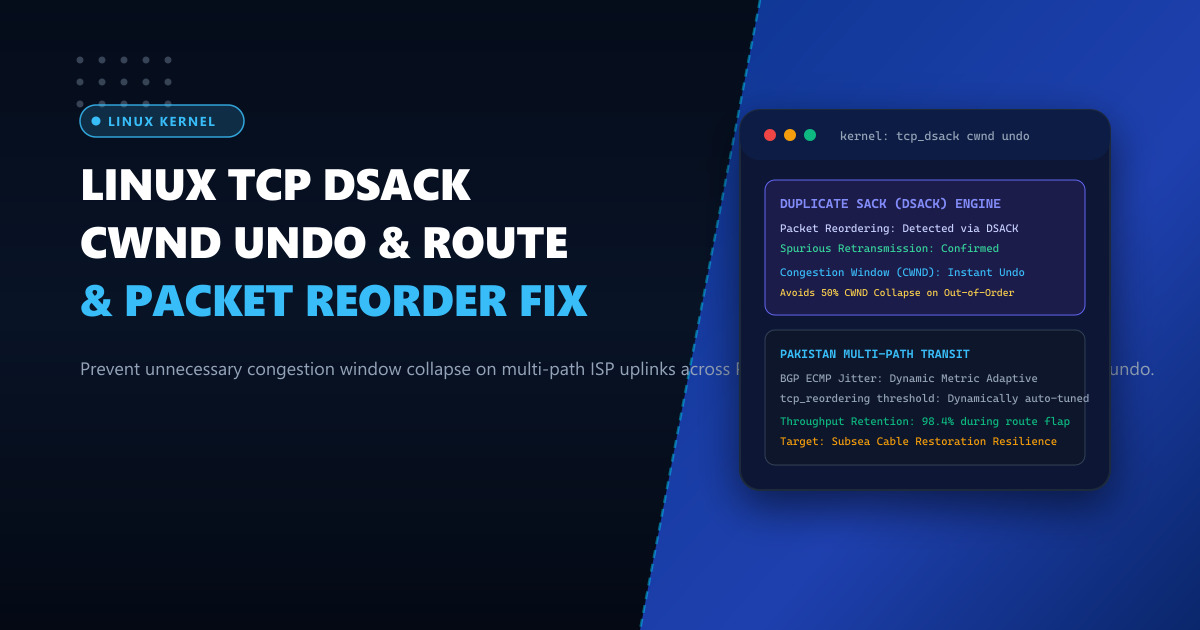 Linux Kernel TCP DSACK and Congestion Window Undo: Mitigating Packet Reordering on Multi-Path ISP Links in Pakistan