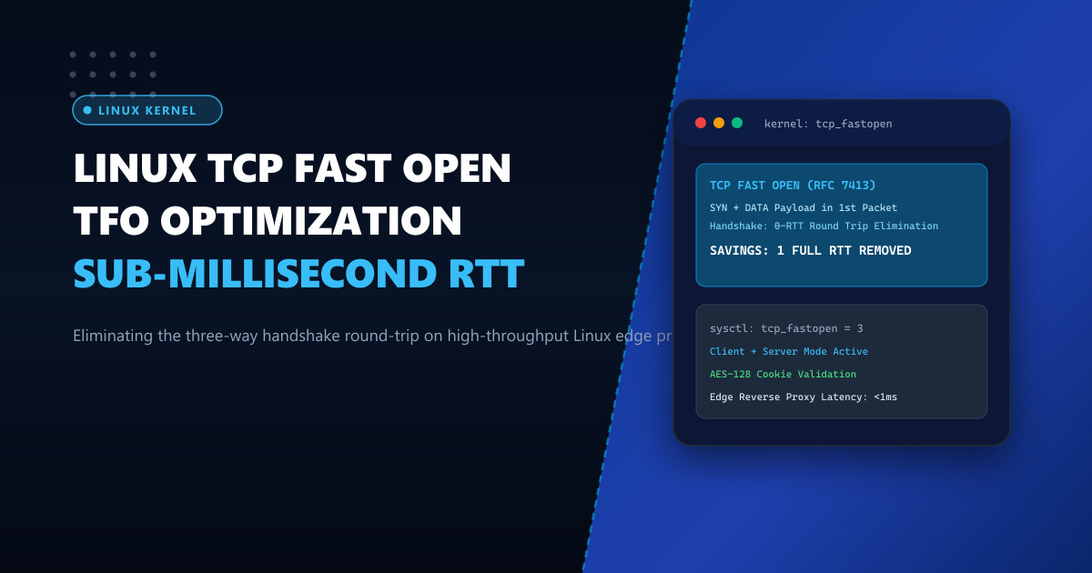 Linux TCP Fast Open (TFO): Eliminating the Handshake Round-Trip on Edge Proxies