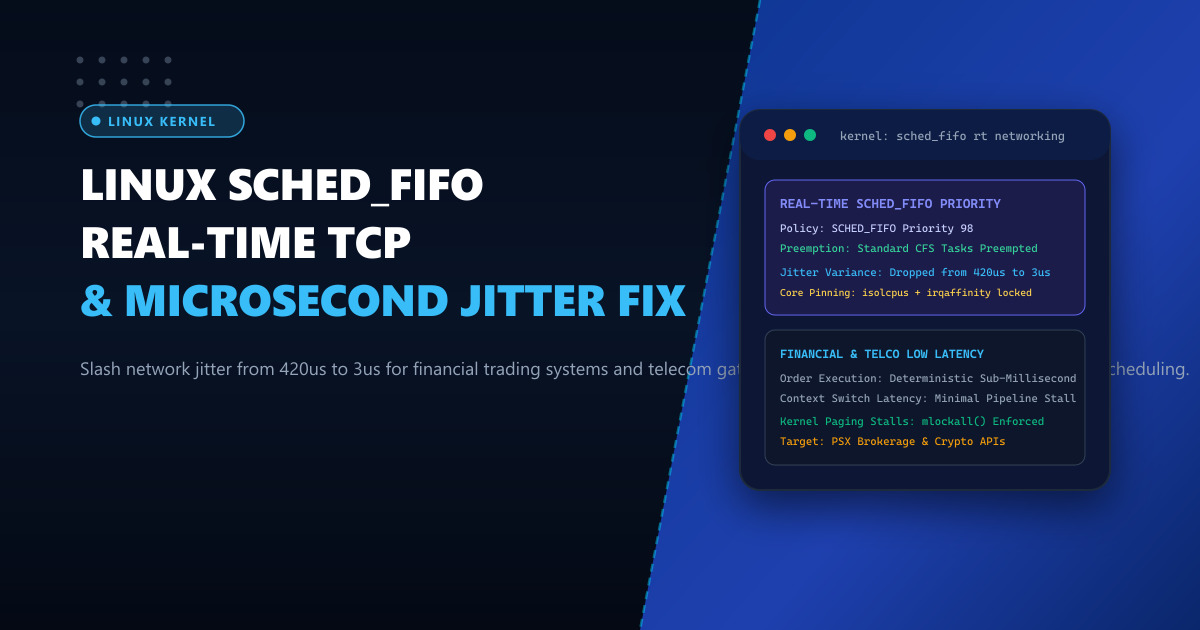Linux Kernel Real-Time Network Schedulers (SCHED_FIFO & RT): Slashing Microsecond Jitter for Financial Trading in Pakistan