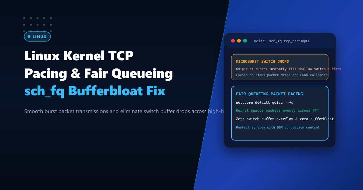 Linux Kernel TCP Pacing & FQ Fair Queueing: Mitigating Burst Packet Loss & Bufferbloat