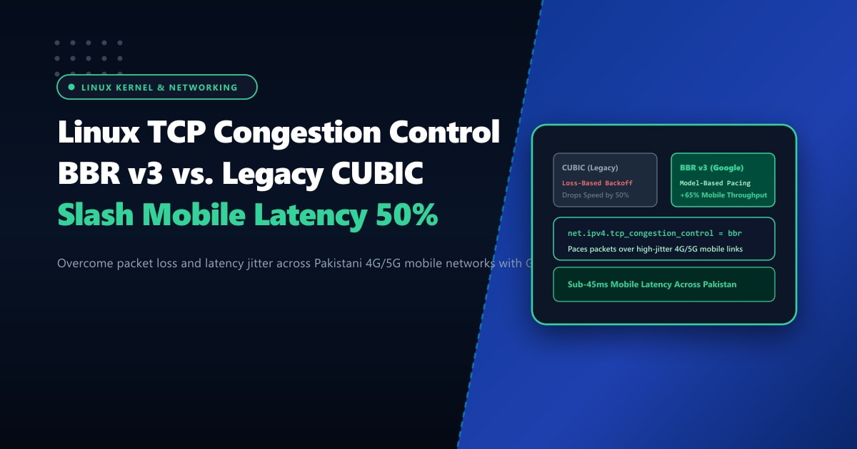 Linux TCP Congestion Control: BBR vs. CUBIC on Cellular Networks in Pakistan