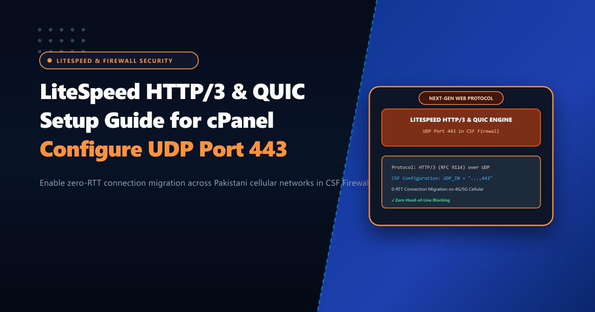 LiteSpeed HTTP/3 & QUIC Setup: Configuring UDP Port 443 in CSF Firewall for Pakistan