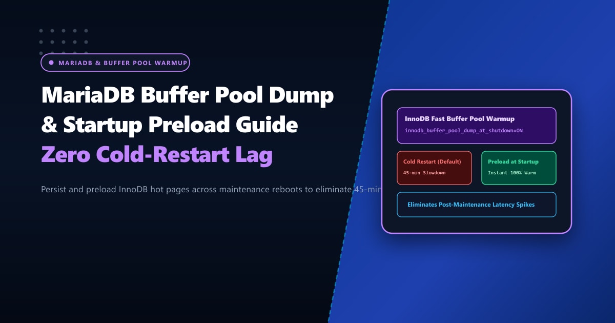 MariaDB Buffer Pool Dump & Startup Preload: Stop Cold-Restart Latency Spikes in Pakistan