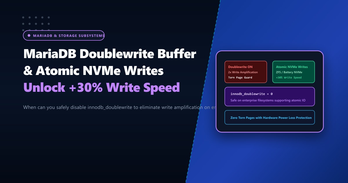MariaDB Doublewrite Buffer on NVMe SSDs: When to Disable It for 30% Higher Speed