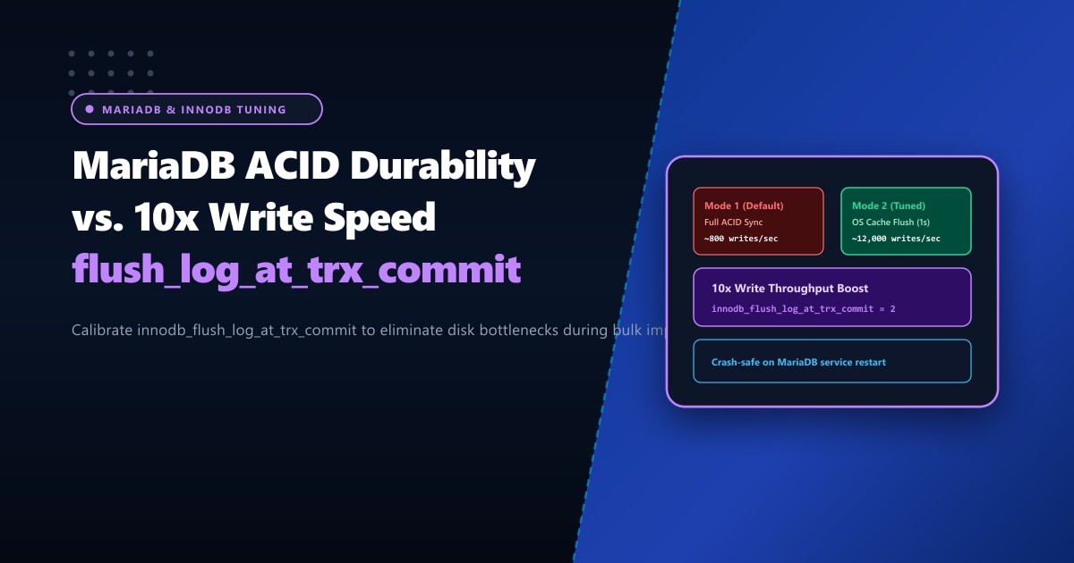 MariaDB ACID Durability vs. 10x Write Speed: innodb_flush_log_at_trx_commit Tuning