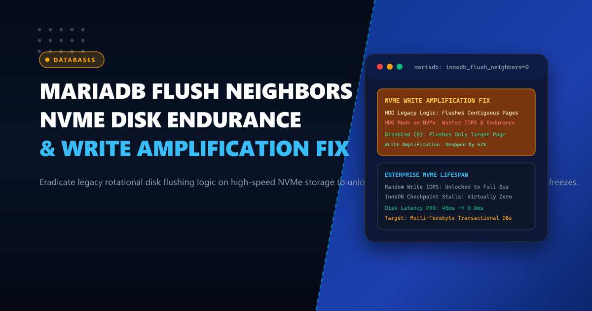 Disabling MariaDB InnoDB Flush Neighbors: Eliminating NVMe Write Amplification and IOPS Throttling in Pakistan