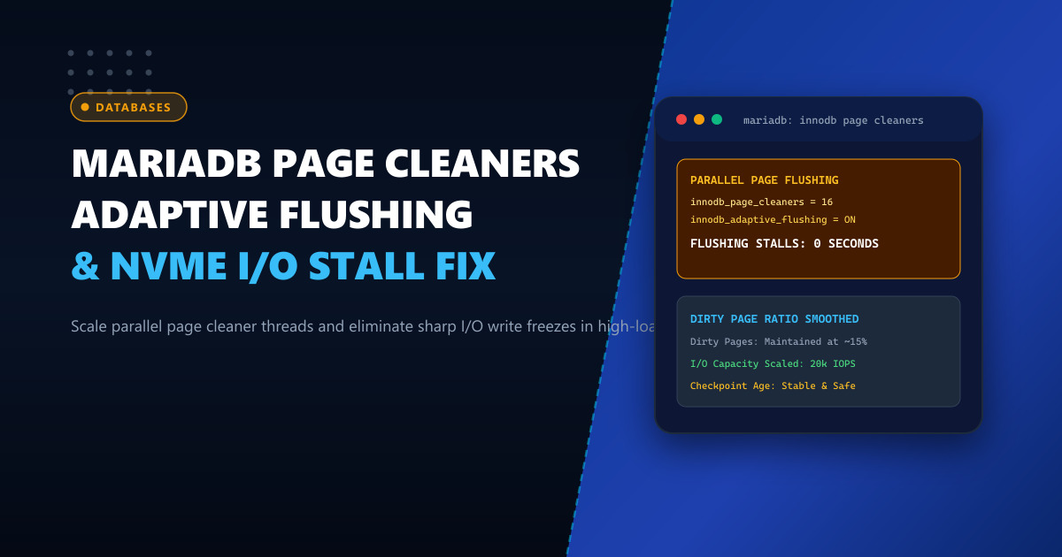Tuning MariaDB innodb_page_cleaners: Eliminating I/O Spikes from Dirty Page Flushing
