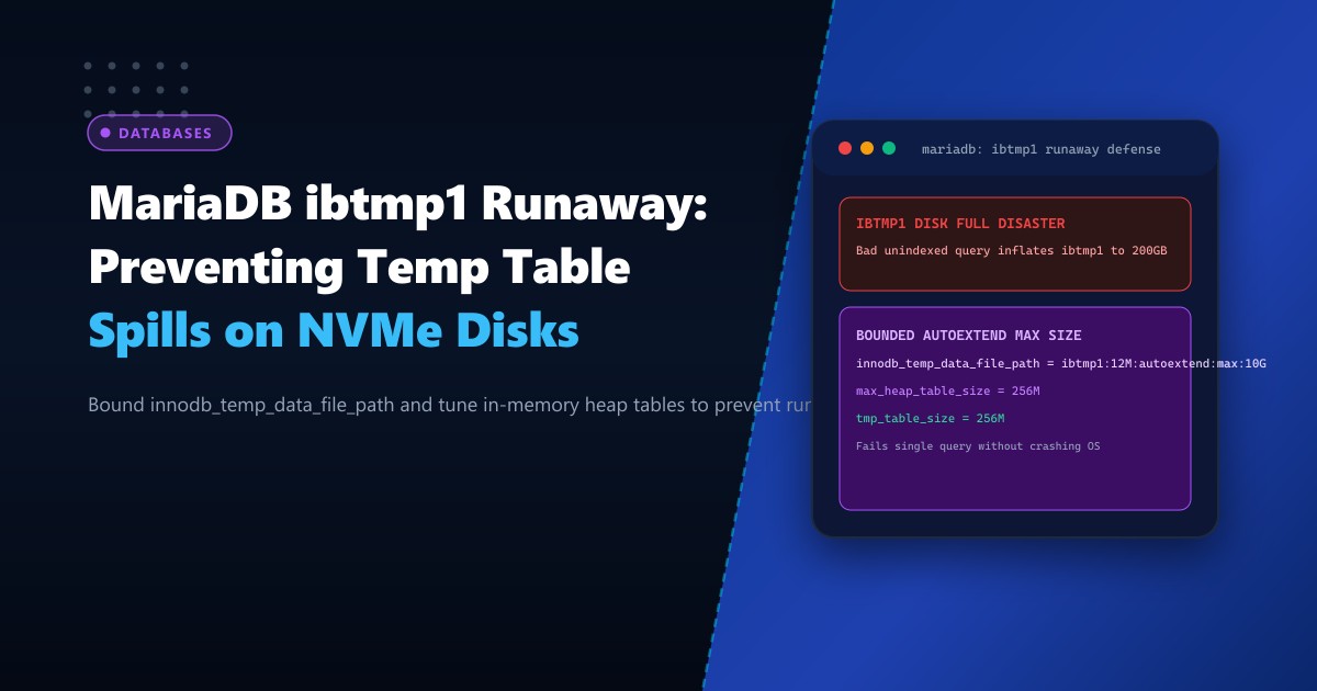MariaDB ibtmp1 Runaway: Preventing Temp Table Spills on NVMe Disks in Pakistan