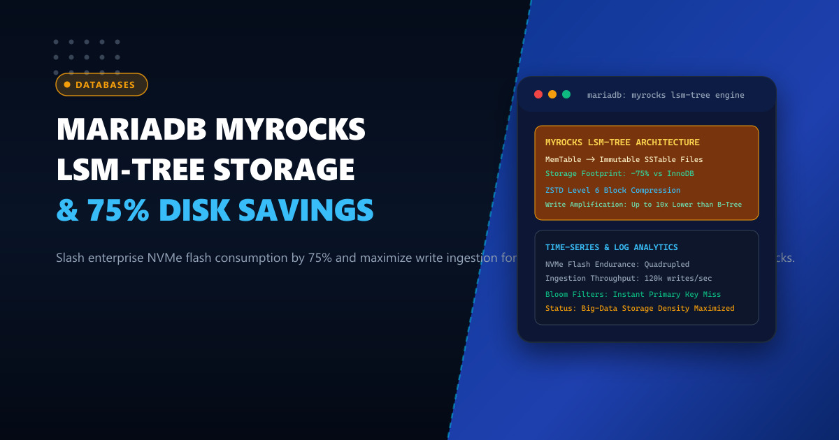 Deploying MyRocks (RocksDB) in MariaDB: Slashing Flash Storage Footprint by 75% for Time-Series Data in Pakistan