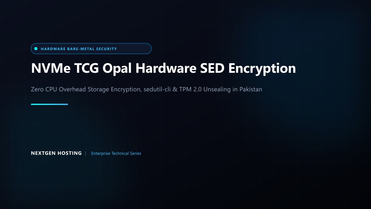 NVMe TCG Opal Hardware SED Encryption & TPM 2.0 Unsealing on Dedicated Servers in Pakistan