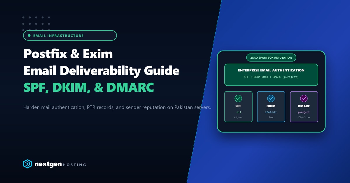 Postfix & Exim Email Deliverability: Hardening DKIM, SPF, & DMARC in Pakistan