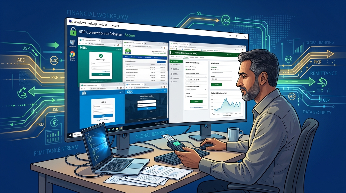 How Pakistani Expats Use RDP to Access HBL, MCB & Roshan Digital Accounts Without Geo-Blocks in 2026